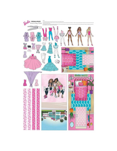 Panel de casa de sueños de Barbie Riley Blake 137x91 cm