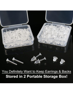 Pendientes Transparentes KMEOSCH 400 Piezas 20G para Oídos Sensibles 2