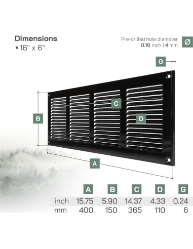 Cubierta de Ventilación Metal 40x15 cm con Protección Insectos