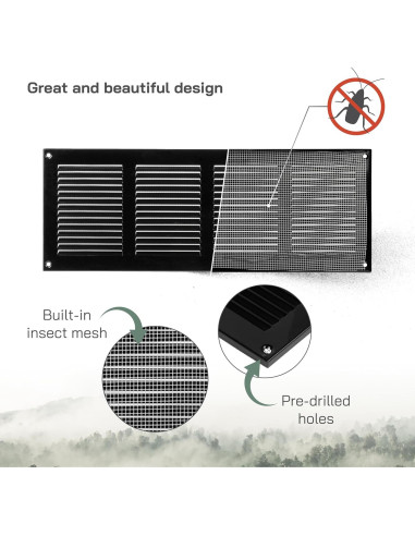 Cubierta de Ventilación Metal 40x15 cm con Protección Insectos