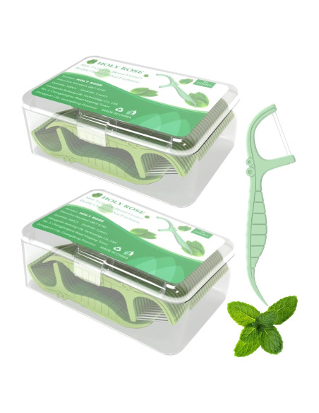 Palillos de Hilo Dental Holy Rose 2 Cajas Sabor Menta 100 Unidades