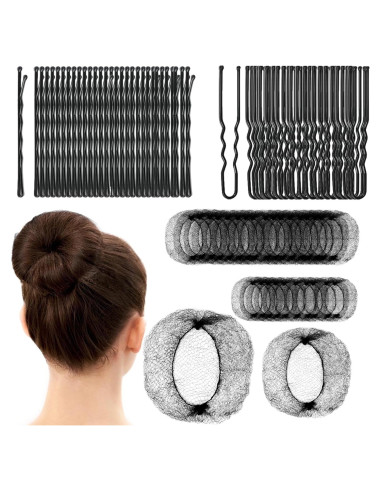 Juego de Horquillas y Redes para Moño 130pcs Whisrvival