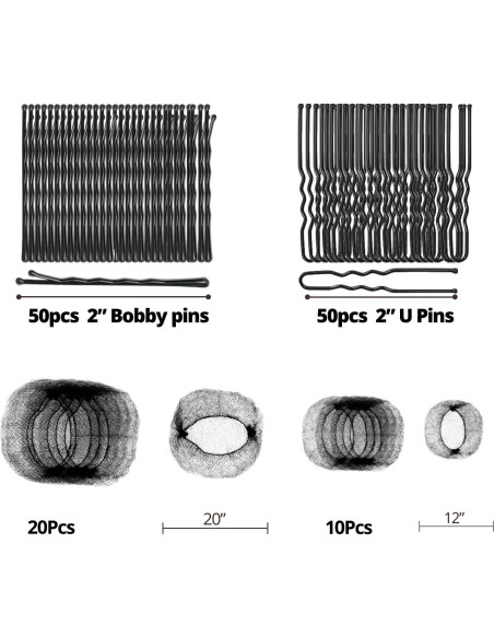 Juego de Horquillas y Redes para Moño 130pcs Whisrvival