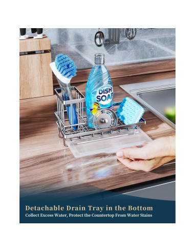 Caddy para Fregadero Consumest de Acero Inoxidable - Organizador con Bandeja de Goteo