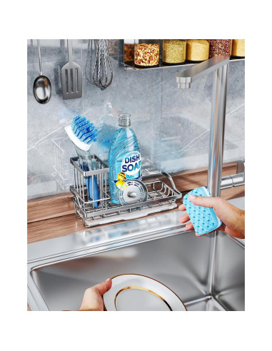 Caddy para Fregadero Consumest de Acero Inoxidable - Organizador con Bandeja de Goteo