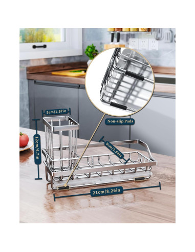 Caddy para Fregadero Consumest de Acero Inoxidable - Organizador con Bandeja de Goteo