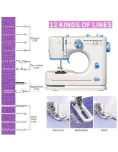 Máquina de Coser Portátil 725 con 12 Puntadas y Kit Completo 2