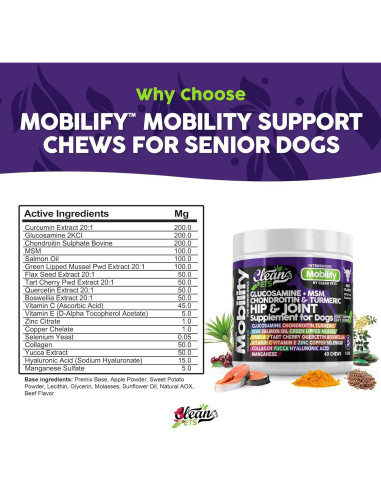 Suplemento Articular para Perros Clean Brands 60 Masticables