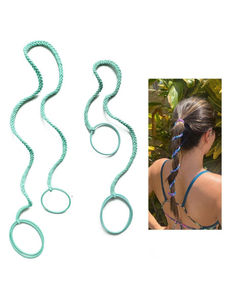 2 Bandas de Pelo Elásticas SISYOUP Aqua 63.5cm y 88.9cm