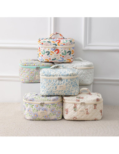 Bolsa de Maquillaje Acolchada Uekeboag Floral Grande 25.4x15.2cm