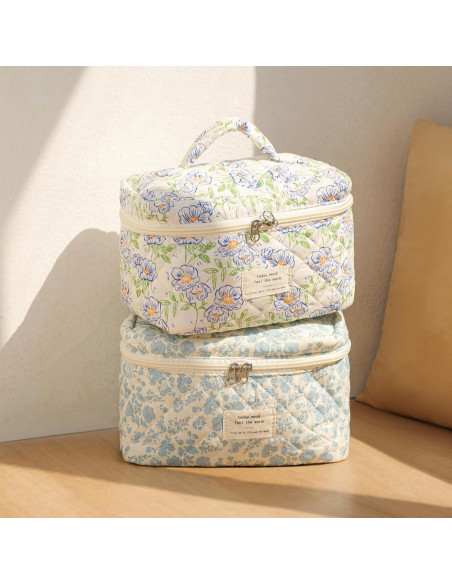 Bolsa de Maquillaje Acolchada Uekeboag Floral Grande 25.4x15.2cm