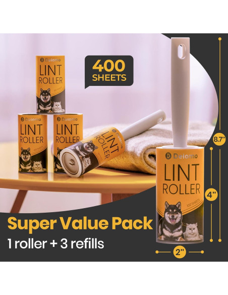 Rodillo Adhesivo DELOMO para Mascotas - 1 Rodillo + 3 Recargas