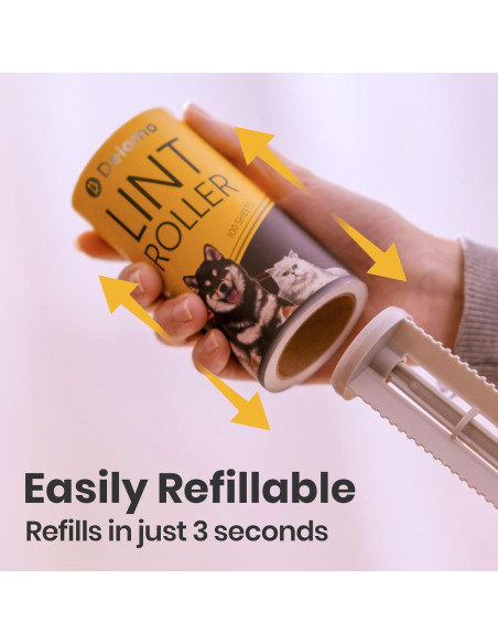 Rodillo Adhesivo DELOMO para Mascotas - 1 Rodillo + 3 Recargas