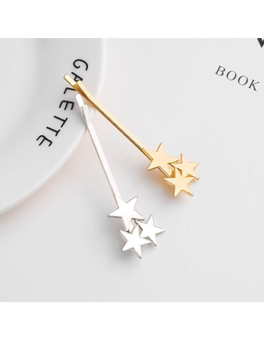 Pasadores de Pelo Yalice 2Pcs Oro Clips de Metal Elegantes