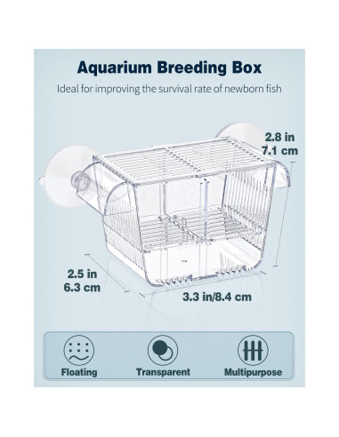Caja de Cría de Peces Pawfly Pequeña 8.4x6.4x7.1cm Acrílico