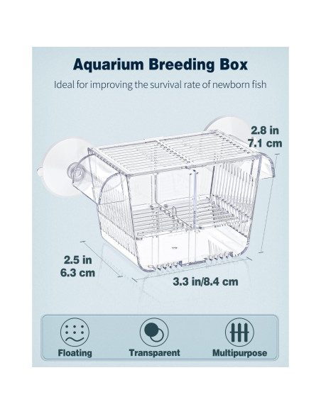 Caja de Cría de Peces Pawfly Pequeña 8.4x6.4x7.1cm Acrílico
