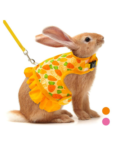 Arnés y Correa para Conejos ALUZAEMO - Malla Transpirable Amarillo