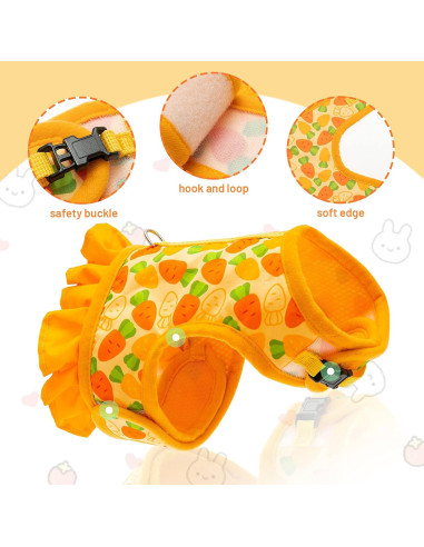 Arnés y Correa para Conejos ALUZAEMO - Malla Transpirable Amarillo