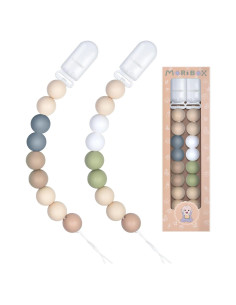 Sujetadores de Chupetes para Bebés 2 Piezas Verde Gris