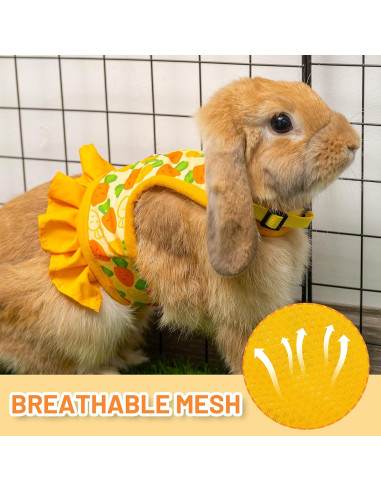 Arnés y Correa para Conejos ALUZAEMO - Malla Transpirable Amarillo