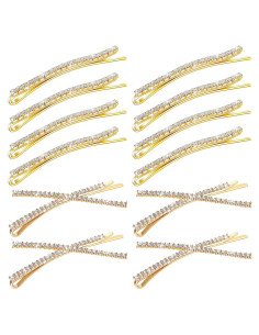 12 Horquillas de Cabello Brillantes WILLBOND Oro 13.5 cm