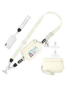 Correa Cruzada para Teléfono Tiostep con Cartera RFID Beige