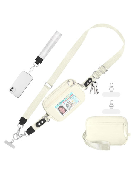 Correa Cruzada para Teléfono Tiostep con Cartera RFID Beige
