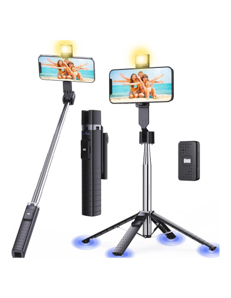 Palo de Selfie Trípode Ambertronix 40" con Luz LED y Control Remoto