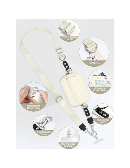 Correa Cruzada para Teléfono Tiostep con Cartera RFID Beige