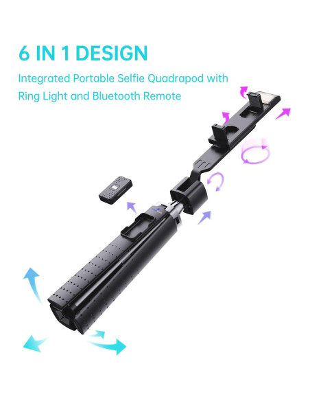 Palo de Selfie Trípode Ambertronix 40" con Luz LED y Control Remoto