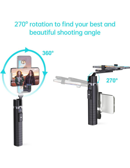 Palo de Selfie Trípode Ambertronix 40" con Luz LED y Control Remoto