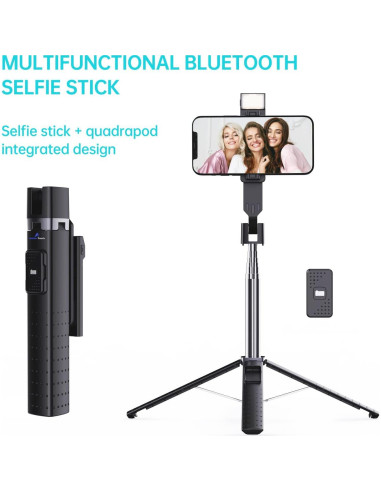 Palo de Selfie Trípode Ambertronix 40" con Luz LED y Control Remoto