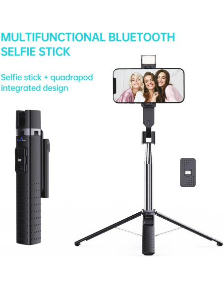 Palo de Selfie Trípode Ambertronix 40" con Luz LED y Control Remoto