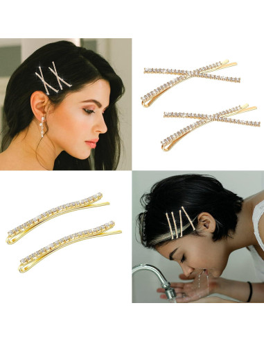 12 Horquillas de Cabello Brillantes WILLBOND Oro 13.5 cm