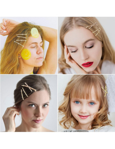 12 Horquillas de Cabello Brillantes WILLBOND Oro 13.5 cm