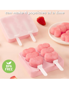 Moldes de Paletas de Silicona CUISITOOL Rosa - 4 Piezas Reutilizables 2