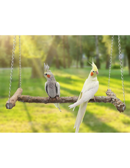 Columpio Grande para Aves Dnoifne 46.5x25x42 cm Madera Natural