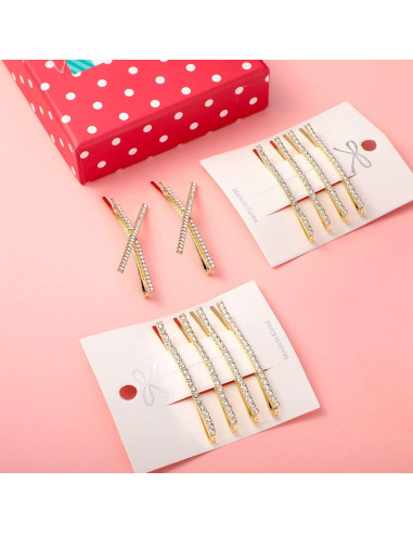 12 Horquillas de Cabello Brillantes WILLBOND Oro 13.5 cm