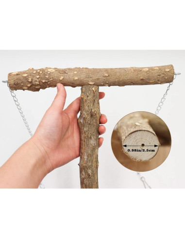 Columpio Grande para Aves Dnoifne 46.5x25x42 cm Madera Natural