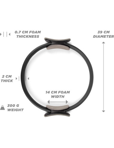 Anillo de Pilates Phoenix Fitness 38 cm Doble Mango Resistencia