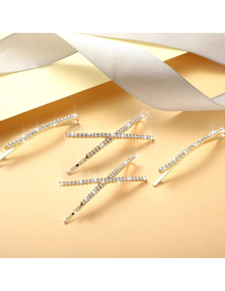 12 Horquillas de Cabello Brillantes WILLBOND Oro 13.5 cm