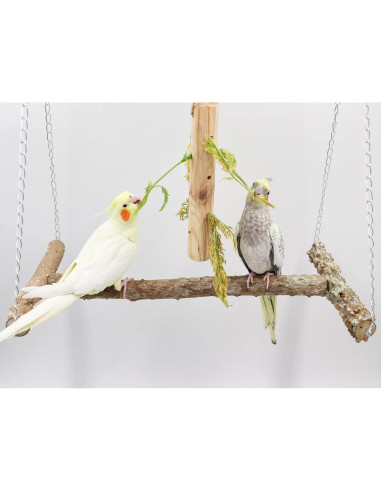 Columpio Grande para Aves Dnoifne 46.5x25x42 cm Madera Natural