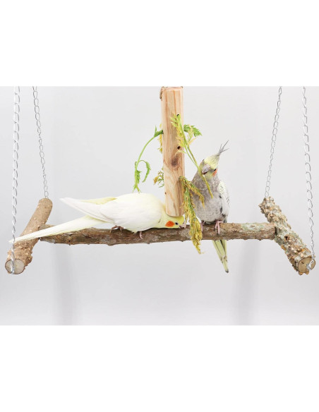 Columpio Grande para Aves Dnoifne 46.5x25x42 cm Madera Natural