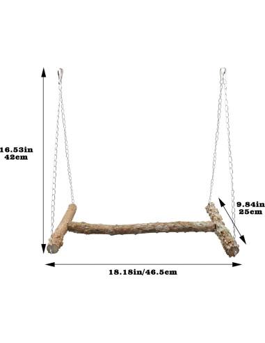 Columpio Grande para Aves Dnoifne 46.5x25x42 cm Madera Natural