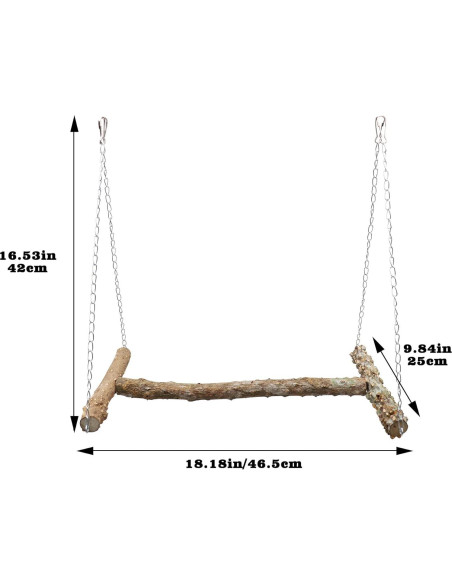 Columpio Grande para Aves Dnoifne 46.5x25x42 cm Madera Natural
