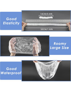 Gorros de Ducha Desechables Aquior 100 Pcs Impermeables 52 cm 2