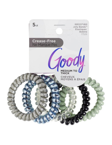 Bandas de Pelo en Espiral Goody - 5 Unidades, Gel Sin Marcas