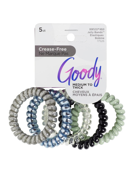 Bandas de Pelo en Espiral Goody - 5 Unidades, Gel Sin Marcas