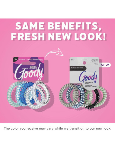 Bandas de Pelo en Espiral Goody - 5 Unidades, Gel Sin Marcas