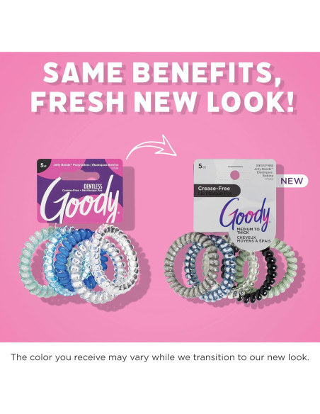 Bandas de Pelo en Espiral Goody - 5 Unidades, Gel Sin Marcas